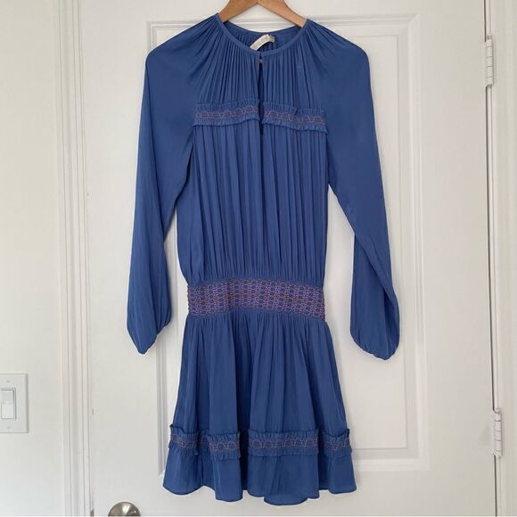Ramy Brook Smocked Long Sleeve Boho Dress - Picture 1 of 7